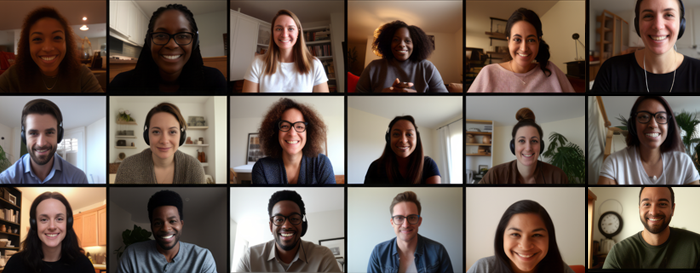 a large group of diverse individuals on a zoom call
